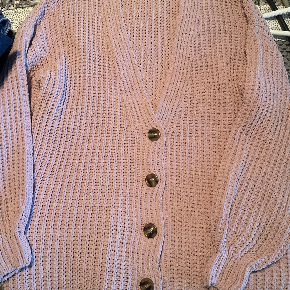 Soft Knit Button-Front Cardigan Sweater - Pink
